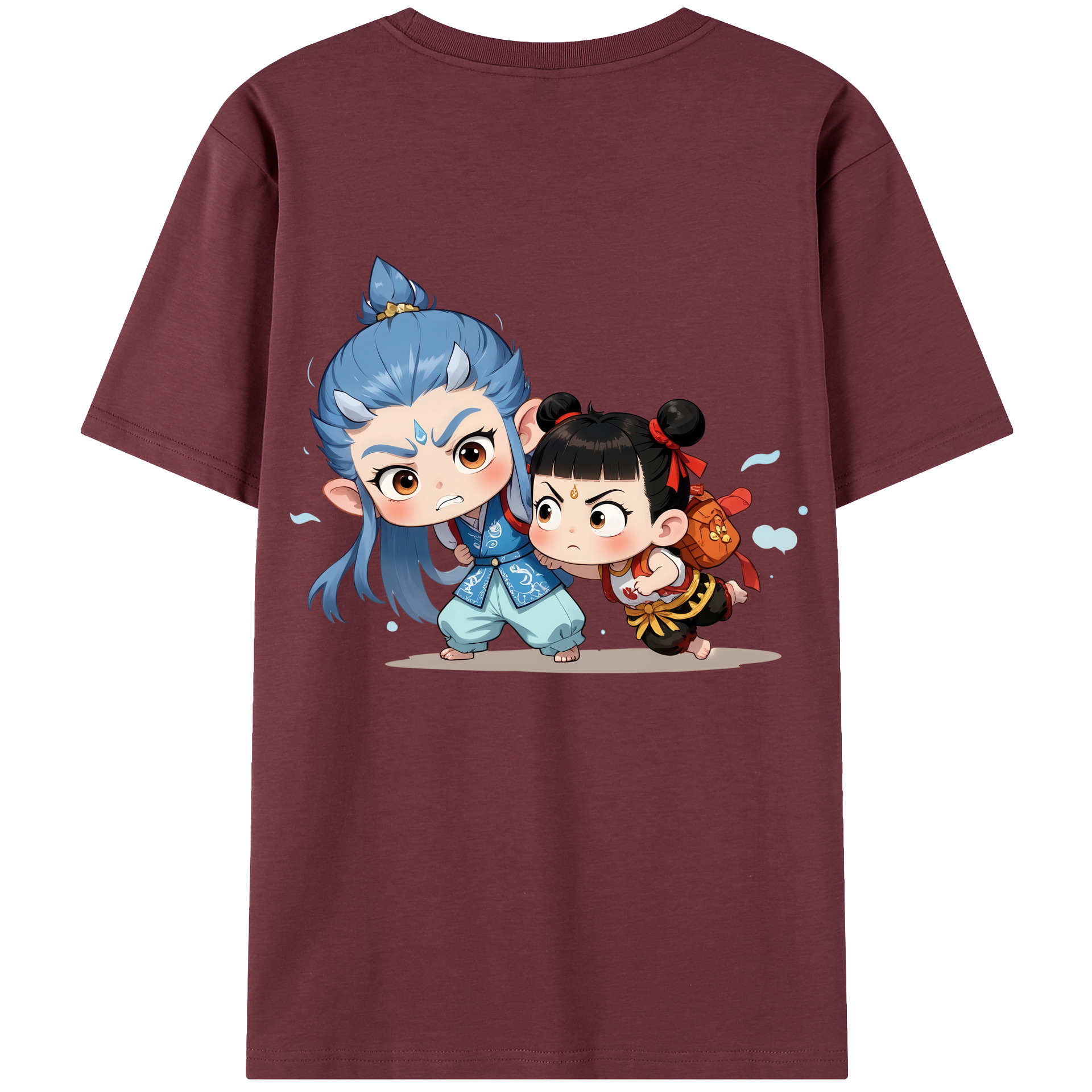（画像用） Ne Zha 2 ナタ 魔童の大暴れ 綿100％半袖Tシャツ（背面プリント）